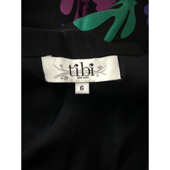 NWOT Tibi Black Floral Coral Print Silk & Wool Skirt Pleated Fully Lined Size 6 - Picture 4 of 5